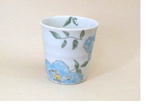 Kutani Porcelain Free Cup - Blue Flower　KC-001