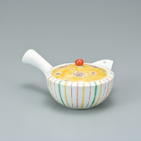 Kutani Polcerain - Tea Pot Yellow Stripe Pattern KP-003 / 九谷焼 急須(新品)KP-003
