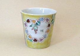 Kutani Porcelain - Free Cup Yellow Heart　KC-003